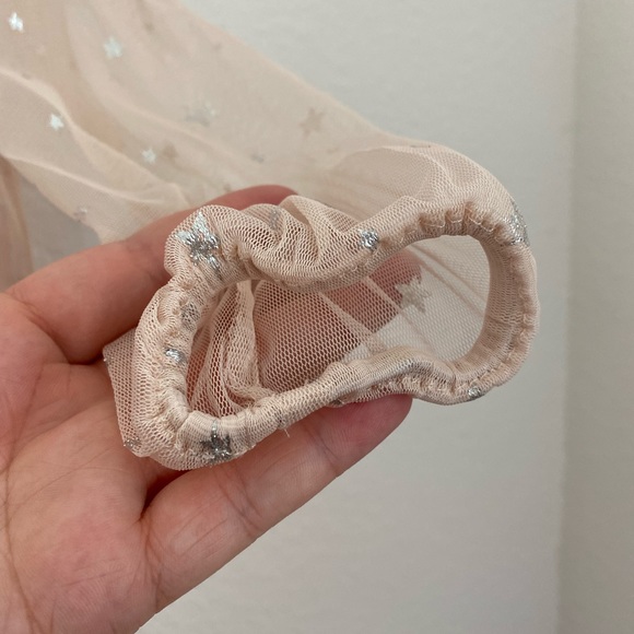 SOLD Old Navy • Light Pink Silver Metallic Star Sheer Sleeves Long Dress - Picture 6 of 15